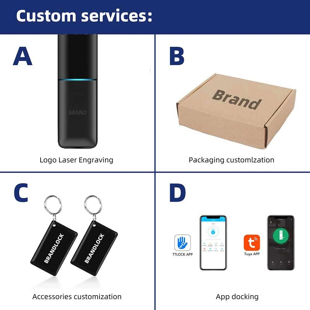Upmarket Newly Developed WiFi Fingerprint  Aluminium Smart Door Lock With Manufacturer Custom Brand
