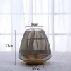 Upscale Simple Style Creative Round Shape Mouth Blowing Gray Household Craft Flower Glass Vase