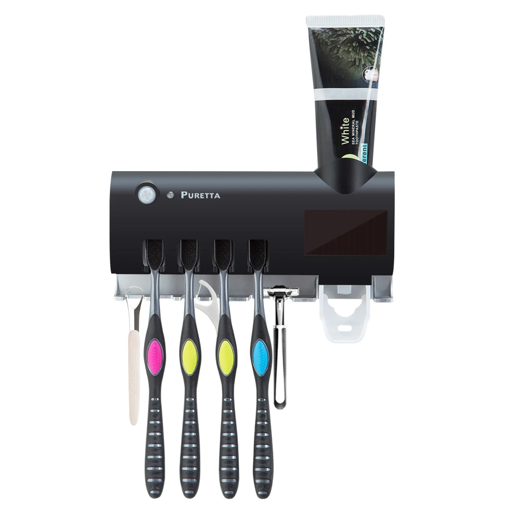 UV led toothbrush sterilizer and automatic toothpaste dispenser