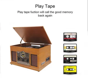 Vinyl Turntable Player FM AM Radio With Cassette  USB SD encoding