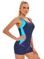 Vlink Women Sport Bathing Suit Surfing Swimsuits Swimming Suit Patchwork Sport One Piece Swimsuit Plus Size Swimwear Set