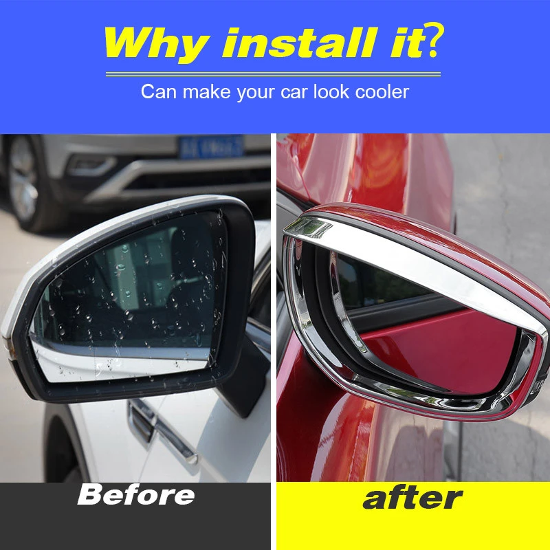 Vtear For Mazda 32020 Accessories Rearview mirror Rain eyebrow Sunny visor Cover Trim ABS Chrome Exterior modification
