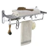 Wall Mounted Stainless Steel Foldable Bathroom Towel Holder Rack with Robe Clothes Hooks Movable Towel Rack  Bathroom Rack