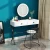 Import White bedroom furniture with mirror and lamp MDF dressing table black metal foot dressing table from China