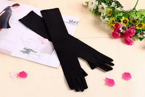 White Black Red Finger Design Spandex Cheap Long Evening Gloves for Women