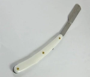 white plastic handle stainless steel shaving razor
