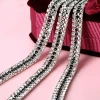 Wholesale 3Rows SS12 White and Black Crystal Chain Sewing Accessories Decorative Rhinestone Tassel Chain Belt