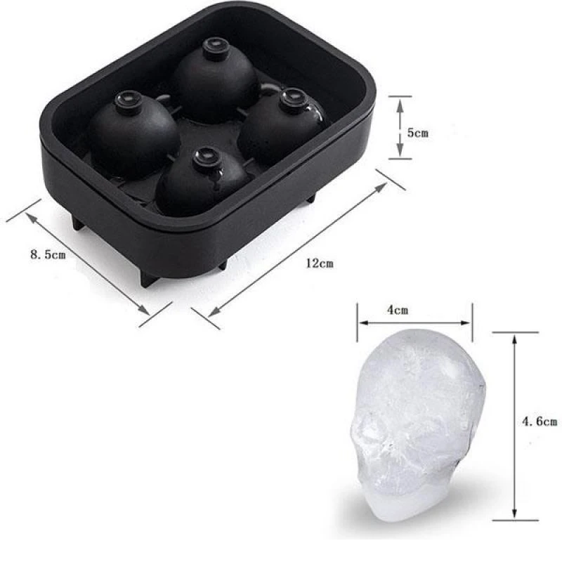 Wholesale 4 Grid 3D Custom Silicone Ice Cube Tray Mold With Lid