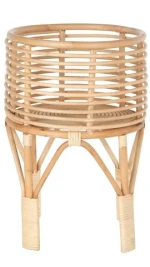 Wholesale Best Price Cylindrical Natural Rattan Plant Pots With Hanging Shelves In Optional Sizes For Home Decoration