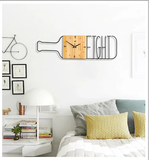 Wholesale Bottle Shape Wooden Clock Wall Decor Large MDF Wall Clocks For Living Room