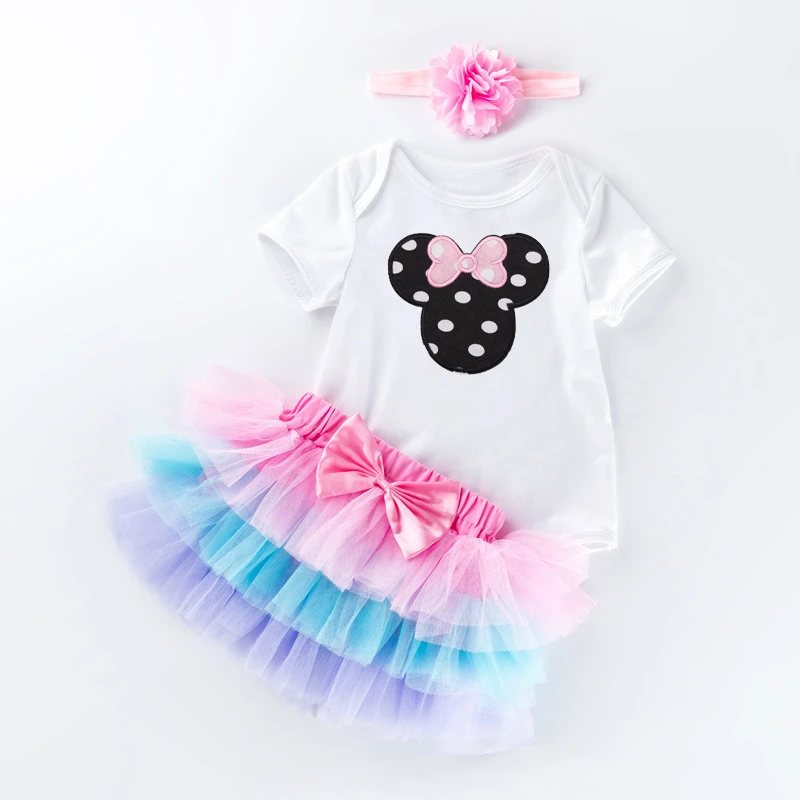 Wholesale boutique 100% cotton baby girl clothing sets plain baby romper set with baby lace tutu skirts romper