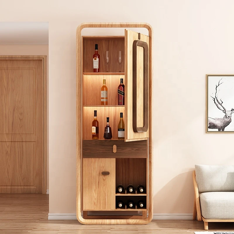 Wholesale Chinese Style Modern Wine Counter Storage Folding Wooden Bar Cabinet Living Room