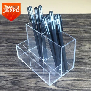 wholesale clear acrylic stationery pen display case pencil holder