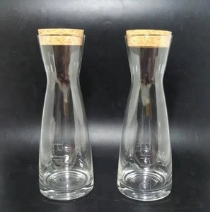 wholesale custom cheap 500ml clear glass wine water bedside carafe with cork lid