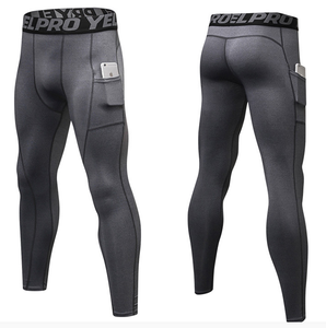 Wholesale Custom Gym Wear Mens Quick Drying Sport Pants Side Pocket Workout Leggings Fitness Compression Pants
