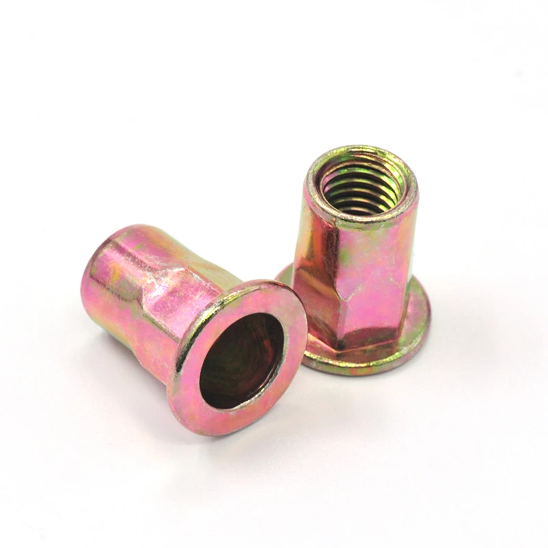 Wholesale customized Stainless Steel  half hexagon cylindrical through hole colored zinc rivet nuts