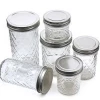 Wholesale diamond caviar honey jar clear glass jam pickles bird&#39;s nest bottle empty wide mouth mason jar 100/250/350/500/650ml