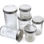 Wholesale diamond caviar honey jar clear glass jam pickles bird's nest bottle empty wide mouth mason jar 100/250/350/500/650ml