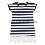 Wholesale knit stripe oem children boutique dress baby clothing