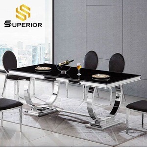 Wholesale metal dining tables and chairs stainless steel restaurant table home furniture