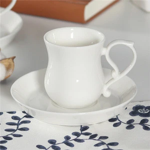 Wholesale modern restaurant coffee cups white ceramic tea cup  and saucer