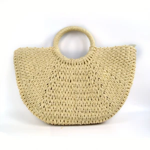 Wholesale New style trending rattan straw beach bags tote large shoulder handbags women summer purses 2021 with round handle