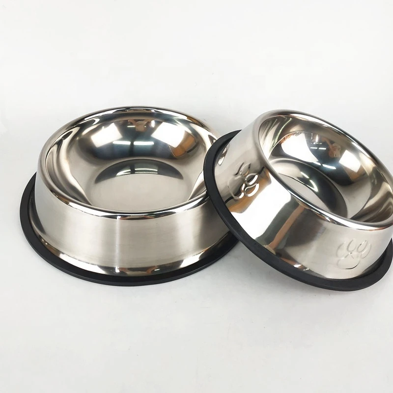 Wholesale nonslip dog bowl/pet bowl /cat bowl with rubber base Stainless Steel Pet food drinking bowl Dish