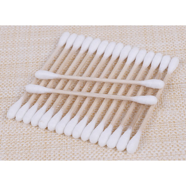 Wholesale OEM Private Label Medical Cotton Buds 100 pcs Double Head Bamboo Cotton Swab for Ear Cleaning