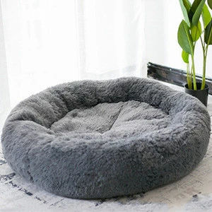 Wholesale Pet Cat Sleep Round Fur Donut Cuddler Comfortable Soft PP Cotton Dog Bed