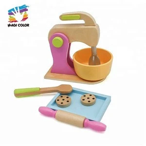 wholesale pretend wooden kids play mixer with rolling pin W10D009