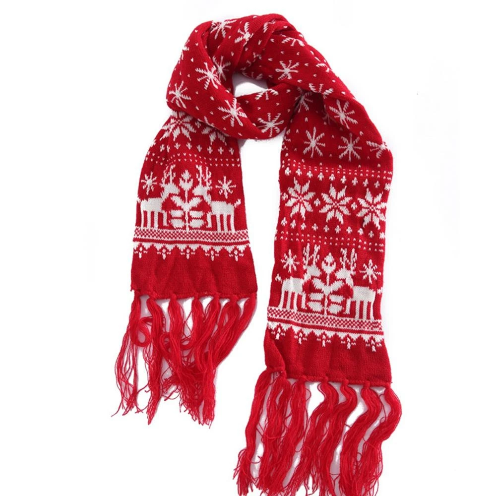 Wholesale printed snowflake knitted warm Christmas scarf for unisex
