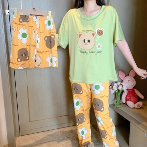 wholesale production of cheap womens pajamas with short sleeves set sleepwear