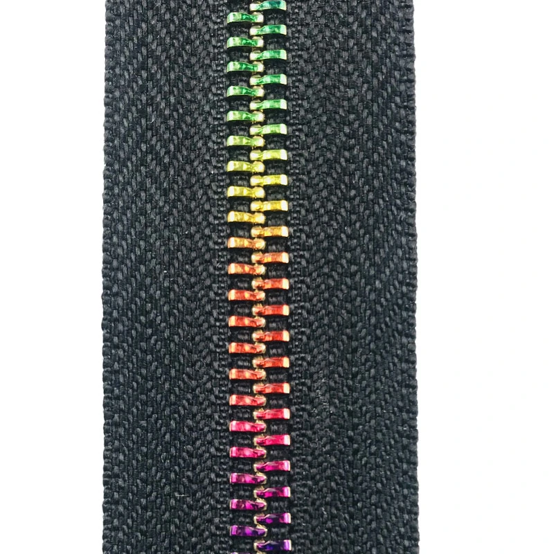 wholesale zipper endless #5 close end  metal zipper special Colorful teeth metal zipper black tape