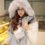 Import Winter Fashion Faux Fur Poms Warm Hats Custom Hats Imitation Fur Hat Scarf Gloves Three-piece Set from China