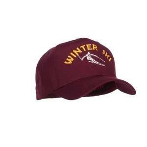 Winter Ski Embroidered Cotton Twill Sport Cap 6 Panel Running Hat