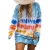 Import Women Long Sleeve Blouse Sweatshirt Round Neck Tie Dye Print Colorful Pullover Top Mini Dress from China