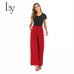 Womens Casual Trouser Paper Bag Pants Elastic Waist Slim Pockets Pants