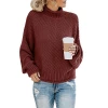 Womens Sweater Loose Winter Turtleneck Knitted Jumpers Casual Red Sweaters Ladies High Quality Oversized Thick Sweater Female