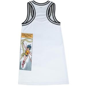 Wonder Woman Women&#39;s Casual and Fun Vintage Comic Print White Sporty Racerback Dress