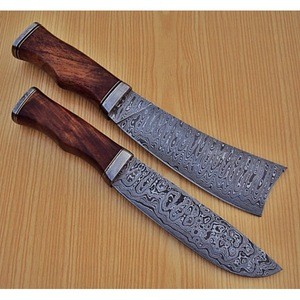 Wood Handle different style custom made Damascus Steel Kitchen Knife