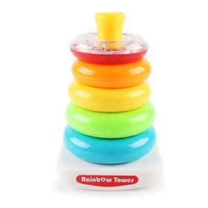 Wooden Stacking Ring Rainbow Tower Kids Educational Toys
