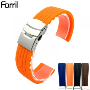 WT0169 Farril Watchband Silicone Watch Strap with Deployment Clasp Buckle Watches Accessories 18mm 20mm 22mm 24mm