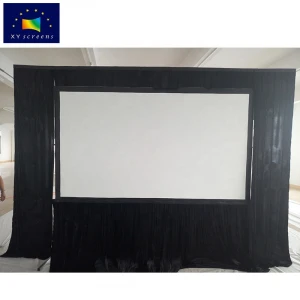 XY 210 Inch Portable Fast Fold Projection Projector Screen with Black Curtain and Floor Stand for Outdoor Cinema Rooftop Theatre