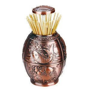 Zinc Alloy Material Metal Egg Shaped  Toothpick Container Automatic Press Toothpick Holder