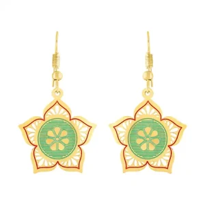 Zinc Alloy New Fashion Gold Plated Bahubali Design Heavy Earrings with Hair Chain for Women