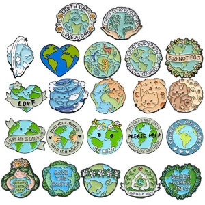 Save the Earth Soft Enamel Pins Customized Design Protect the Planet Lapel Pins for Mother Earth Day