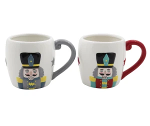 Nutcracker Soldier Hand drawn Ceramic Water Cup Christmas Theme Coffee Cup with Handle Makeup Cup217-217097-1/217097-2