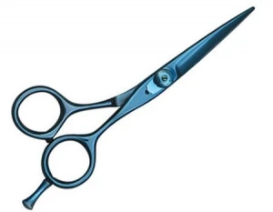 Blue Titanium Professional Barber Scissors with Finger Rest