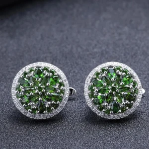 Chrome Diopside Customized Stud Earring | 925 silver Jewelry Manufacturing | 925 CZ Earring Manufacturing