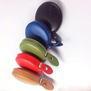 Yellow Brown Mini Leather Tape Measure - 1.5m/60in - Square With Pattern